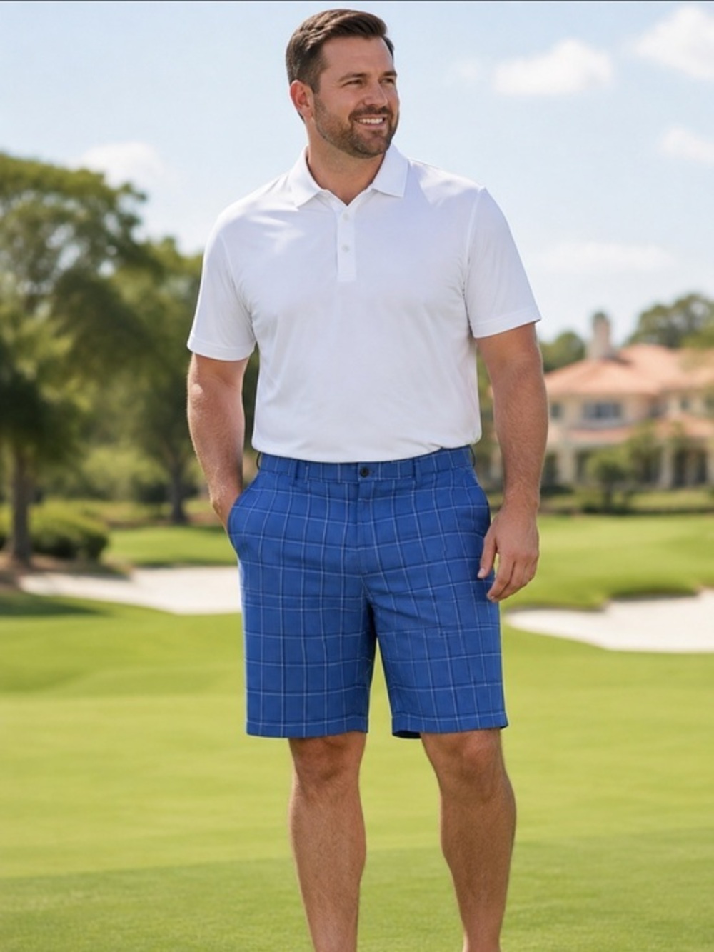 Callaway Opti-Dri Mens Size 44 Blue Plaid Performance Golf Shorts Big & Tall